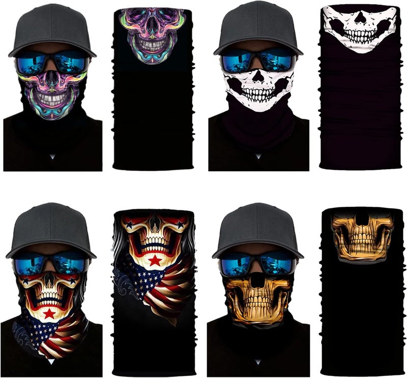 WYSUMMER 8PCS Scarves Bandanas Face Tube Black Headband, Motorcycle Multi Function Headwear Hat Scarf Neck Warmer Balaclava - Image 3